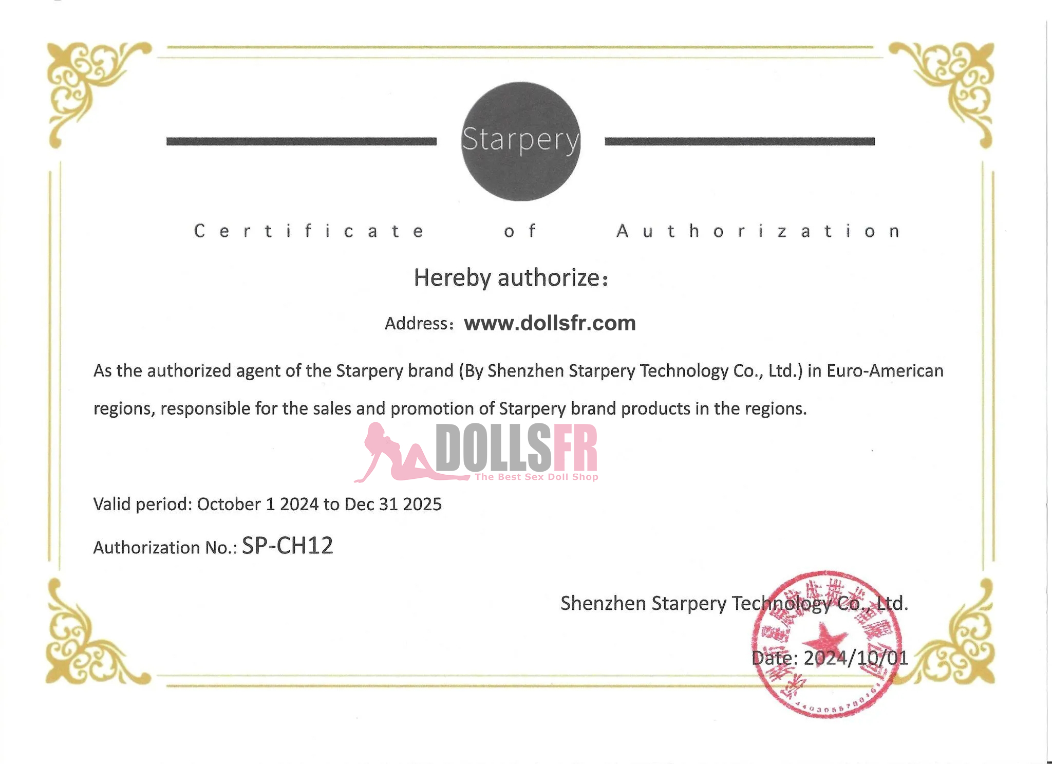 Certificat Starpery Doll